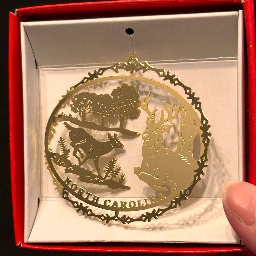 Nations Treasures Oregon Christmas Ornament 24k Gold Finish Brass